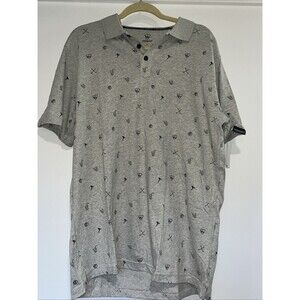 Topgolf Gray Golf Drinks Print Polo Shirt Men’s Large L 100% Cotton